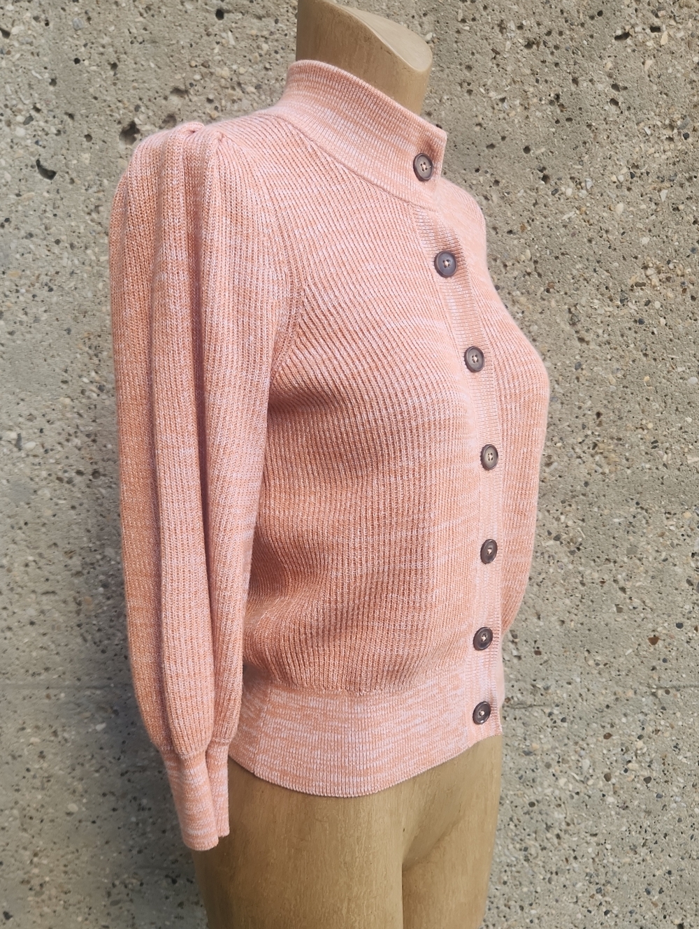 Repeat Pink Button-Up Ribbed Sweater Cardigan - Picture 2 of 8